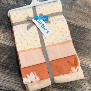 Carters floral white coral pink cotton receiving blankets set of 4 girls new